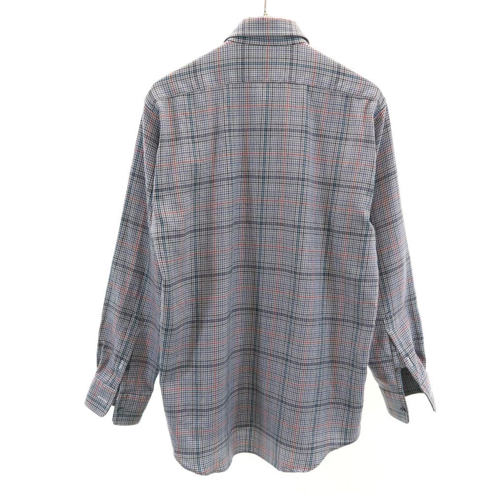 Aquascutum アクアスキュータム 日本製 ウール 千鳥柄 長袖 ボタンダウンシャツ グレー系 メンズ