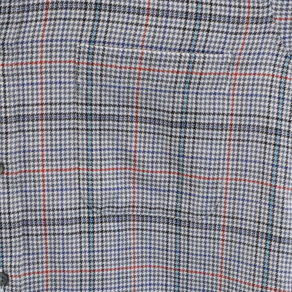 Aquascutum アクアスキュータム 日本製 ウール 千鳥柄 長袖 ボタンダウンシャツ グレー系 メンズ