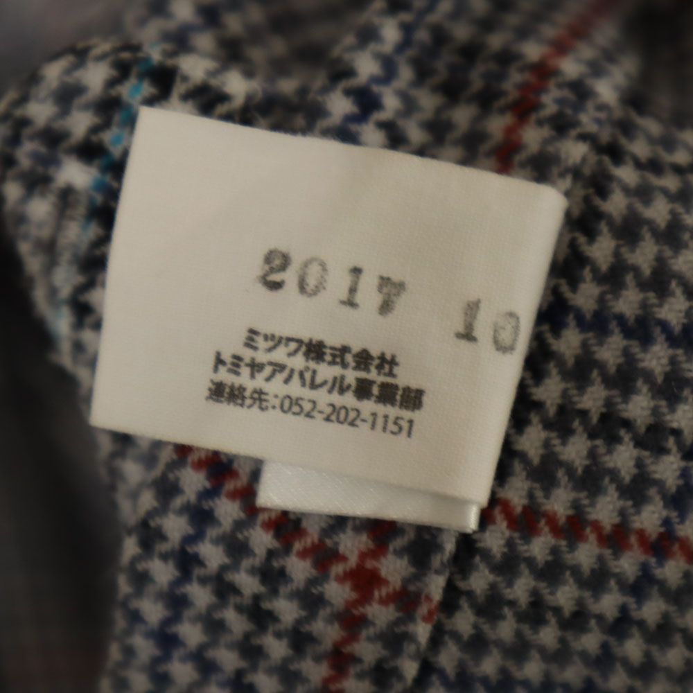 Aquascutum アクアスキュータム 日本製 ウール 千鳥柄 長袖 ボタンダウンシャツ グレー系 メンズ