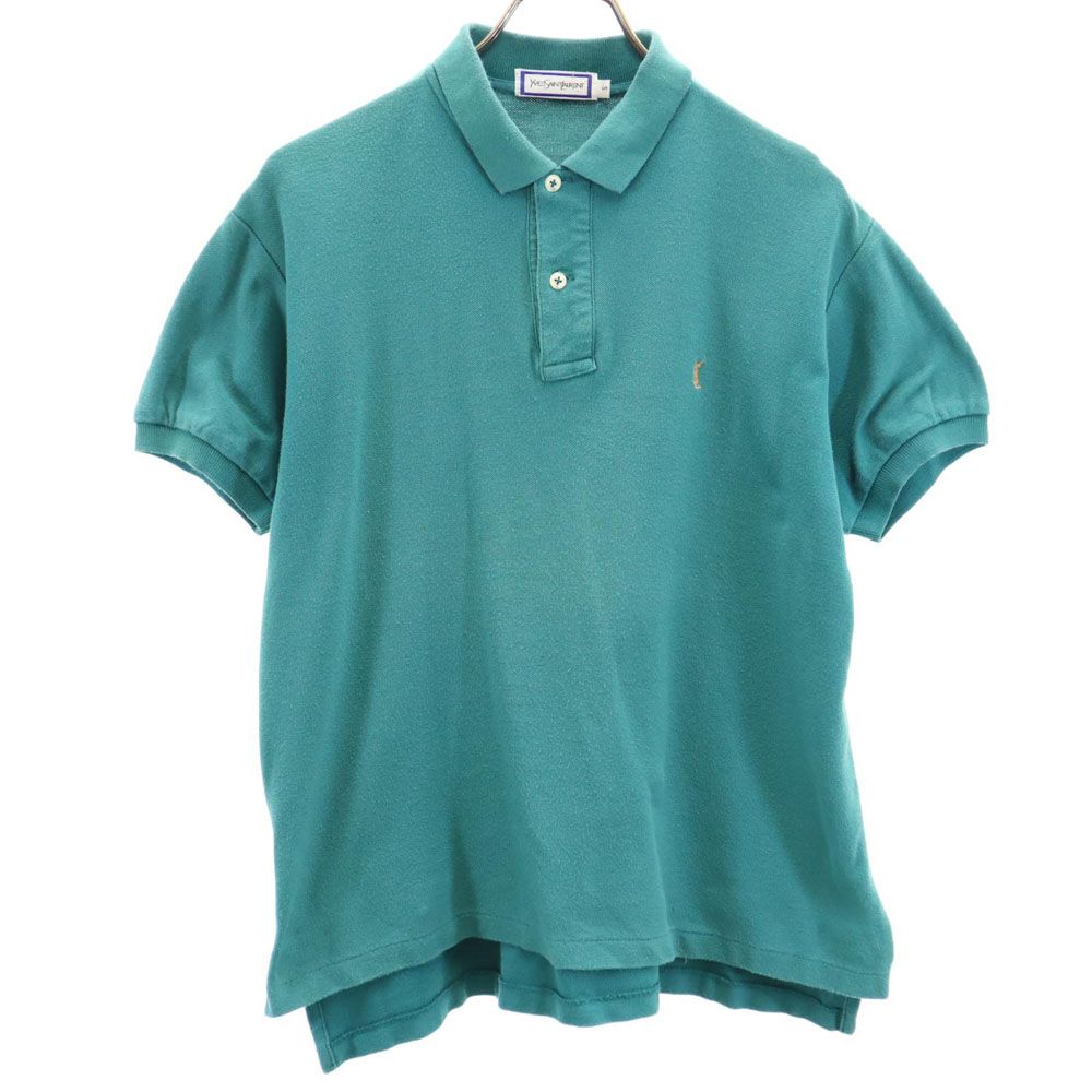 YVES SAINT LAURENT イヴサンローラン 90s オールド 半袖 ポロシャツ S グリーン 鹿の子 メンズ