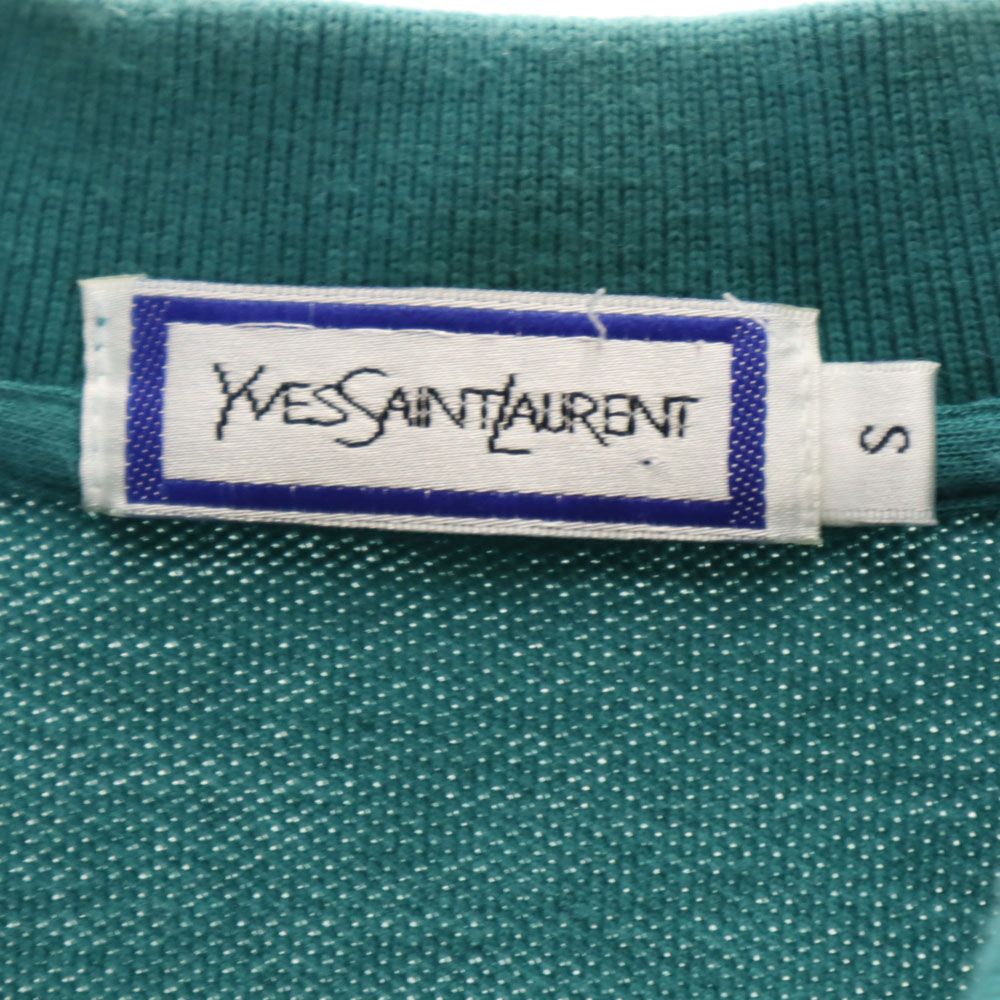 YVES SAINT LAURENT イヴサンローラン 90s オールド 半袖 ポロシャツ S グリーン 鹿の子 メンズ