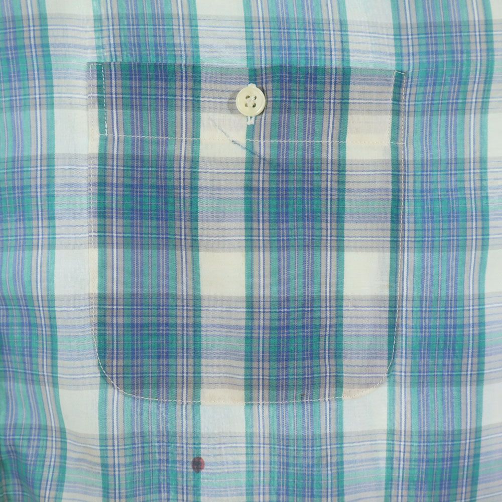 TOWNCRAFT タウンクラフト 80s ヴィンテージ チェック柄 半袖 シャツ XXLT(18-18 1/2 NECK) ブルー系 ビッグサイズ メンズ