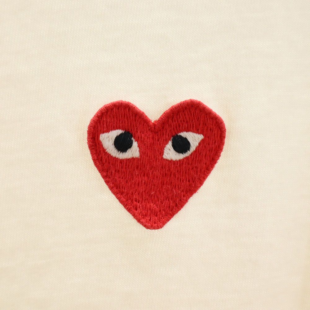 プレイコムデギャルソン 半袖 Tシャツ M ホワイト PLAY COMME des GARCONS 刺繍 メンズ