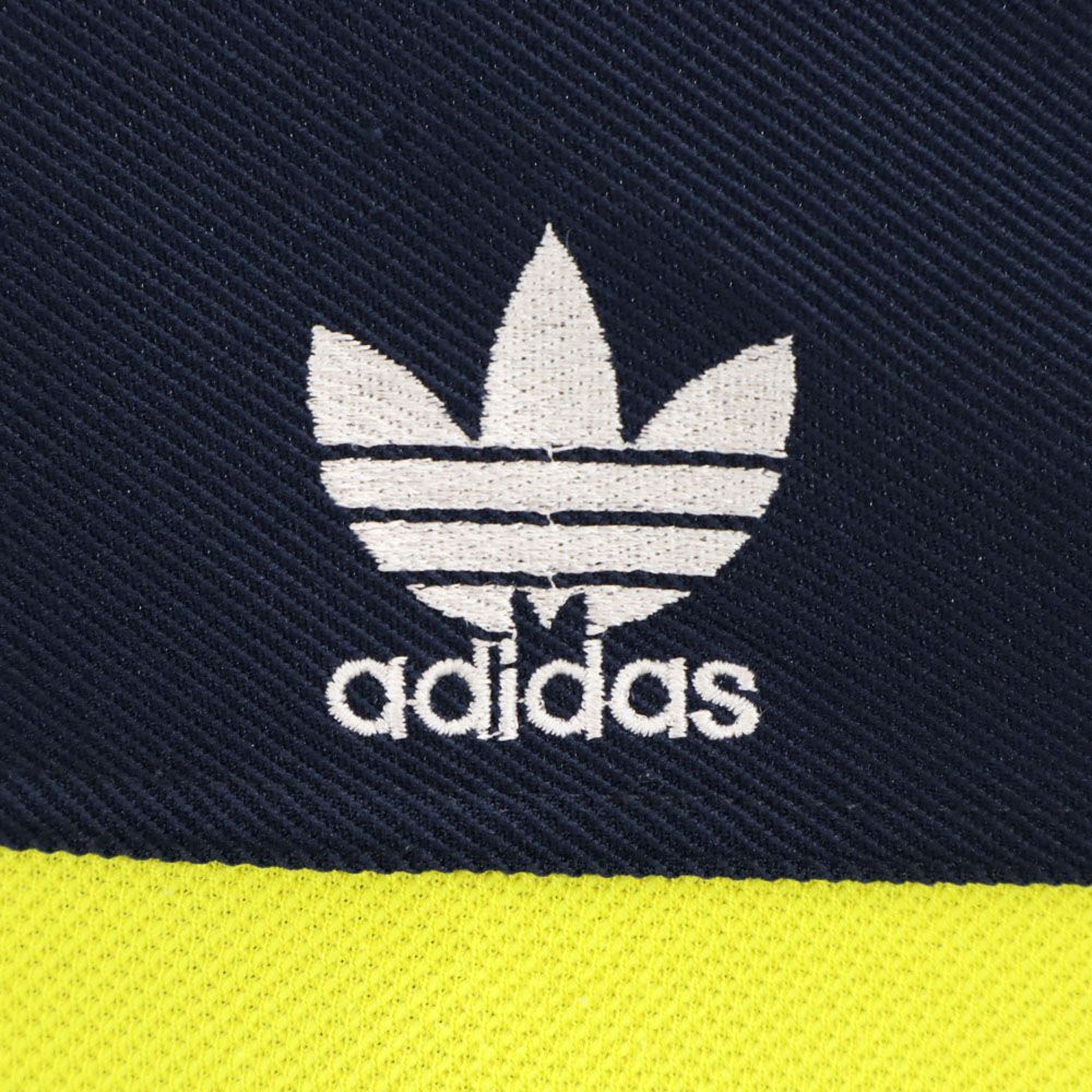 adidas アディダス 80s ヴィンテージ 万国旗タグ トレフォイルロゴ 半袖 Vネック Tシャツ L（M） ネイビー メンズ