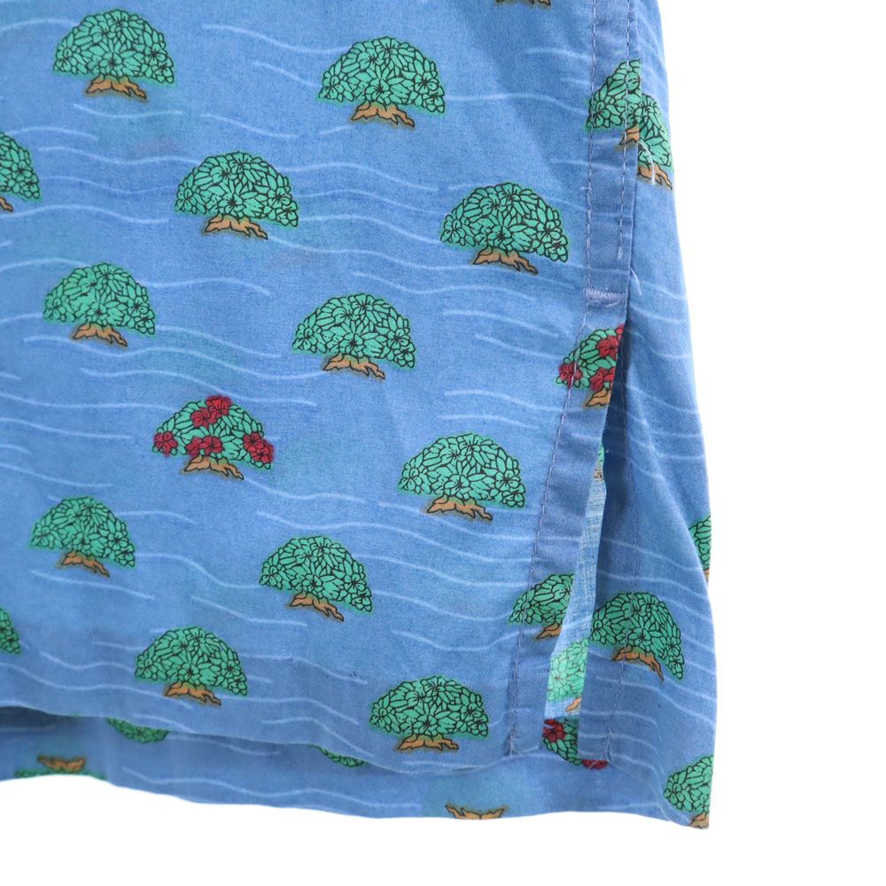 レインスプーナー 90s オールド 水着タグ 総柄 半袖 アロハ ポロシャツ S 水色系 reyn spooner メンズ