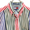 トミーヒルフィガー 90s オールド フラッグタグ ストライプ 半袖 ボタンダウンシャツ M TOMMY HILFIGER メンズ