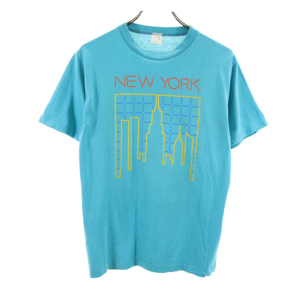 sportswear スポーツウェア 70s 80s USA製 ヴィンテージ プリント 半袖 Tシャツ M 水色 メンズ