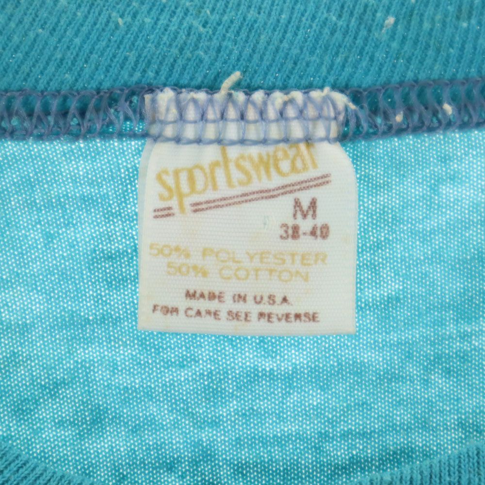 sportswear スポーツウェア 70s 80s USA製 ヴィンテージ プリント 半袖 Tシャツ M 水色 メンズ