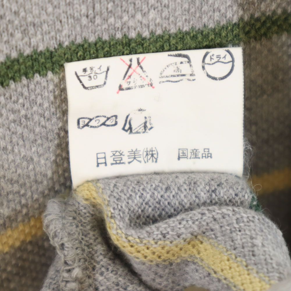 アイムプロダクト 日本製 イッセイミヤケ ボーダー柄 半袖 ポロシャツ M グレー系 im product 鹿の子地 イッセイミヤケ メンズ