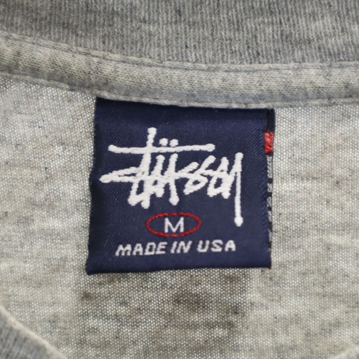 STUSSY ステューシー 90s USA製 オールド 紺タグ プリント 半袖 Tシャツ M グレー メンズ
