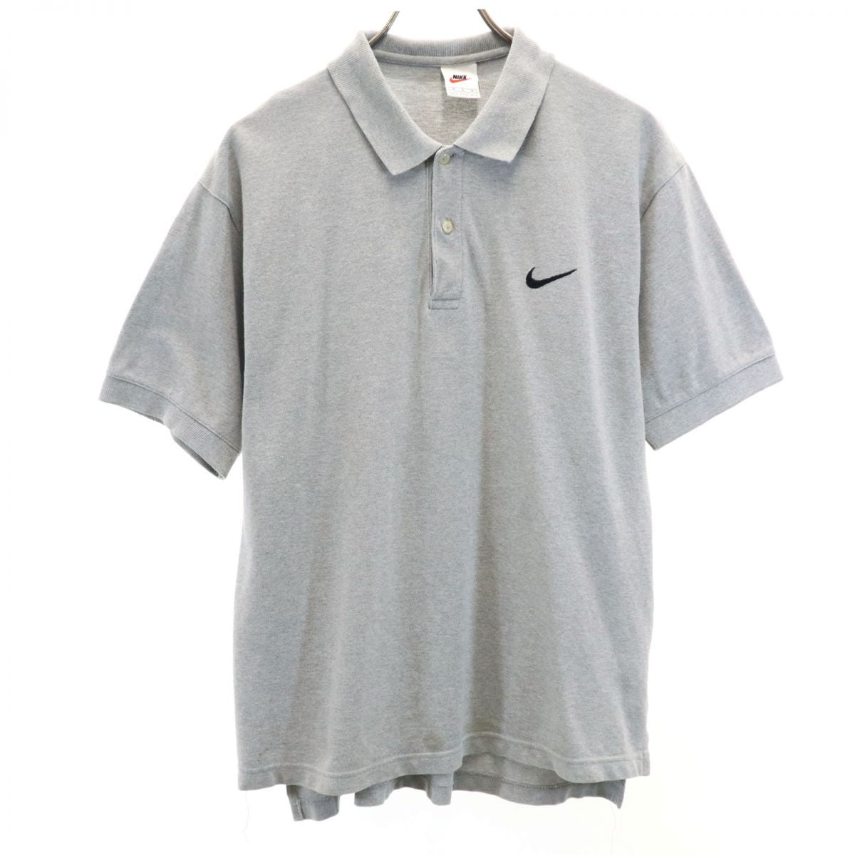 NIKE ナイキ 90s 00s 白タグ オールド 半袖 ポロシャツ M グレー 鹿の子 メンズ