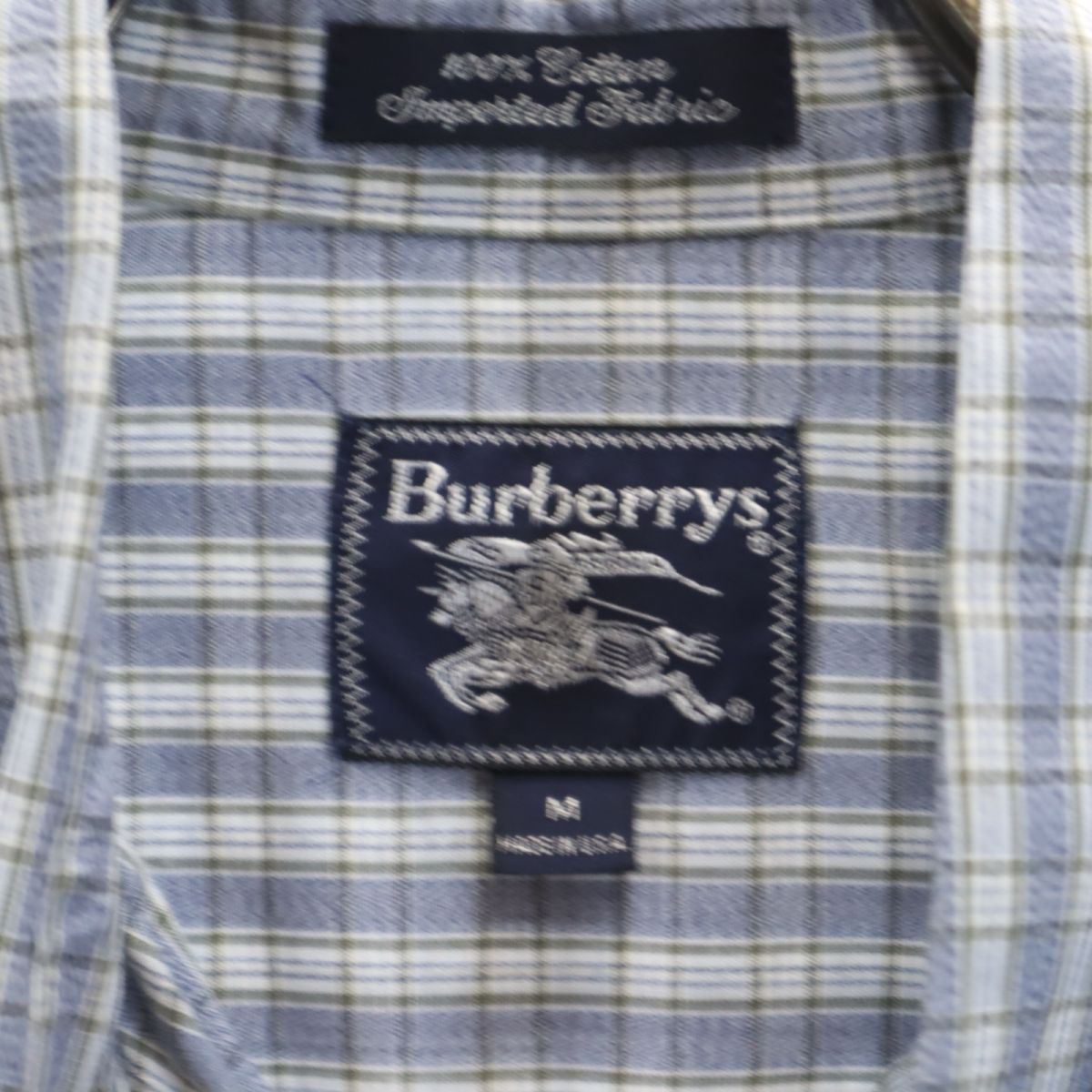 Burberrys バーバリーズ 90s オールド チェック柄 半袖 ボタンダウンシャツ M ブルー系 メンズ