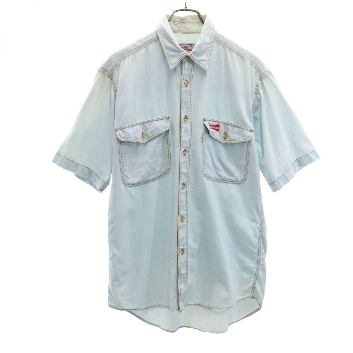 Budweiser バドワイザー 90s オールド 半袖 デニム ワークシャツ M ブルー メンズ