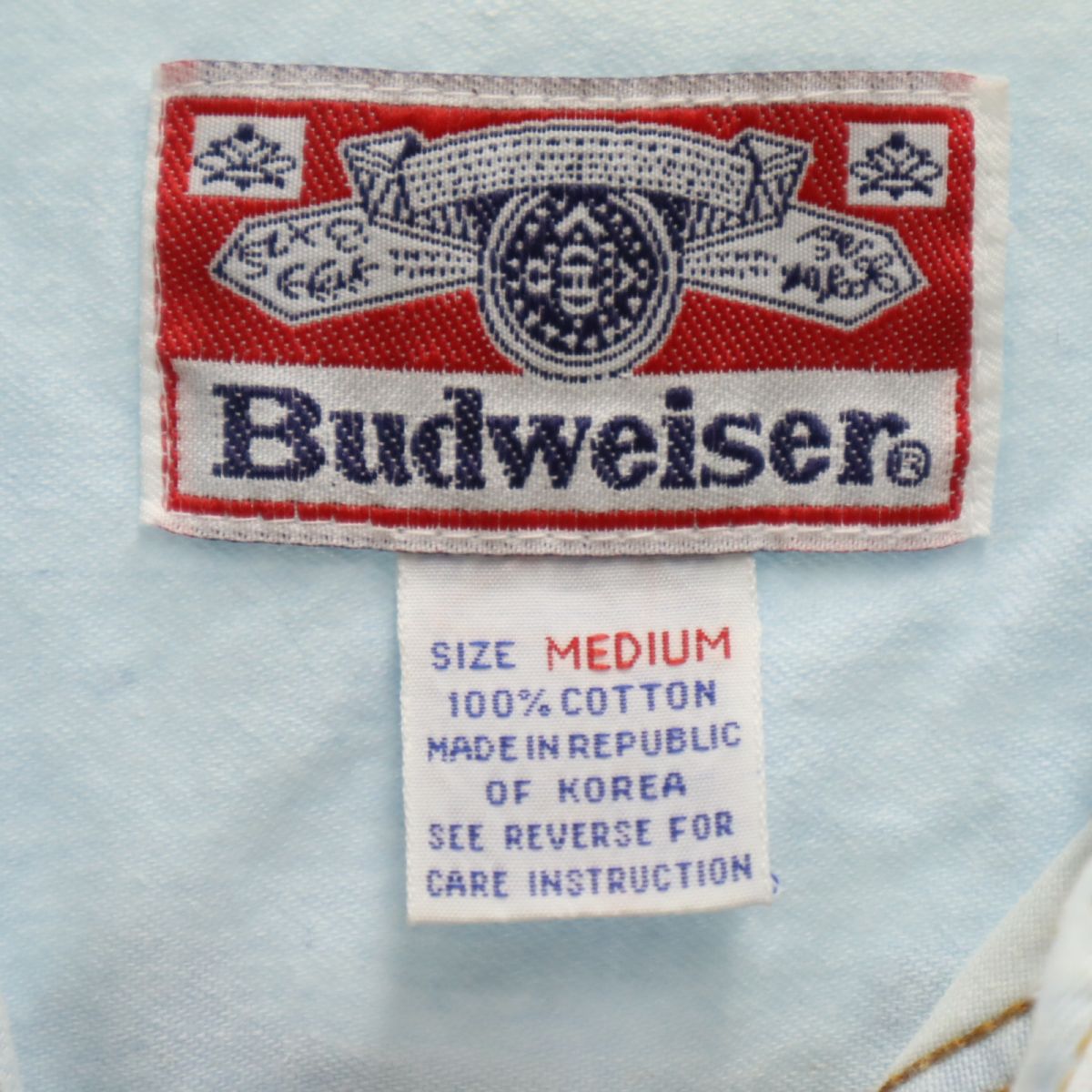 Budweiser バドワイザー 90s オールド 半袖 デニム ワークシャツ M ブルー メンズ