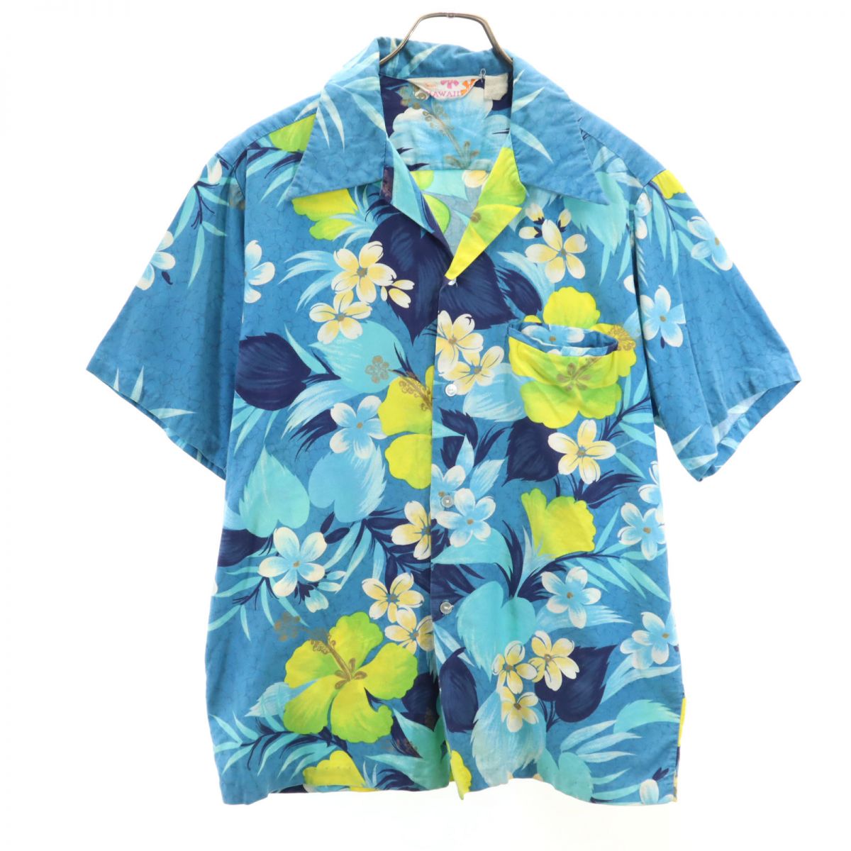 Sears HAWAII 70s ヴィンテージ 総柄 半袖 アロハシャツ ブルー系 Sears HAWAII メンズ