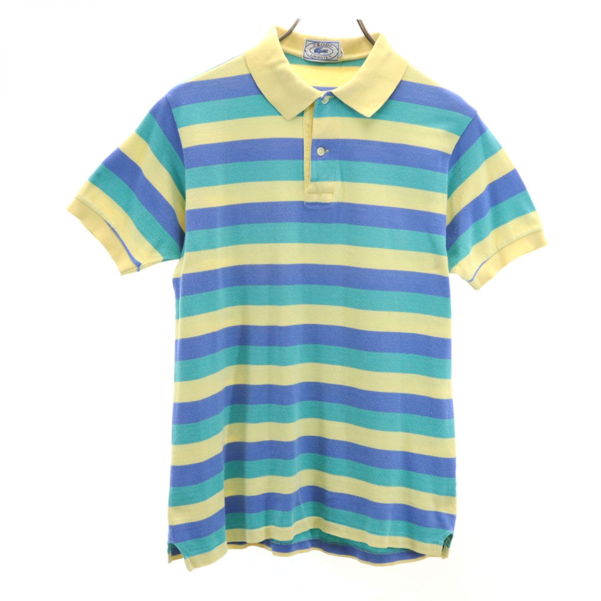 IZOD LACOSTE アイゾットラコステ 70s 80s 糸巻きタグ ヴィンテージ ボーダー 半袖 ポロシャツ M 鹿の子 LACOSTE メンズ