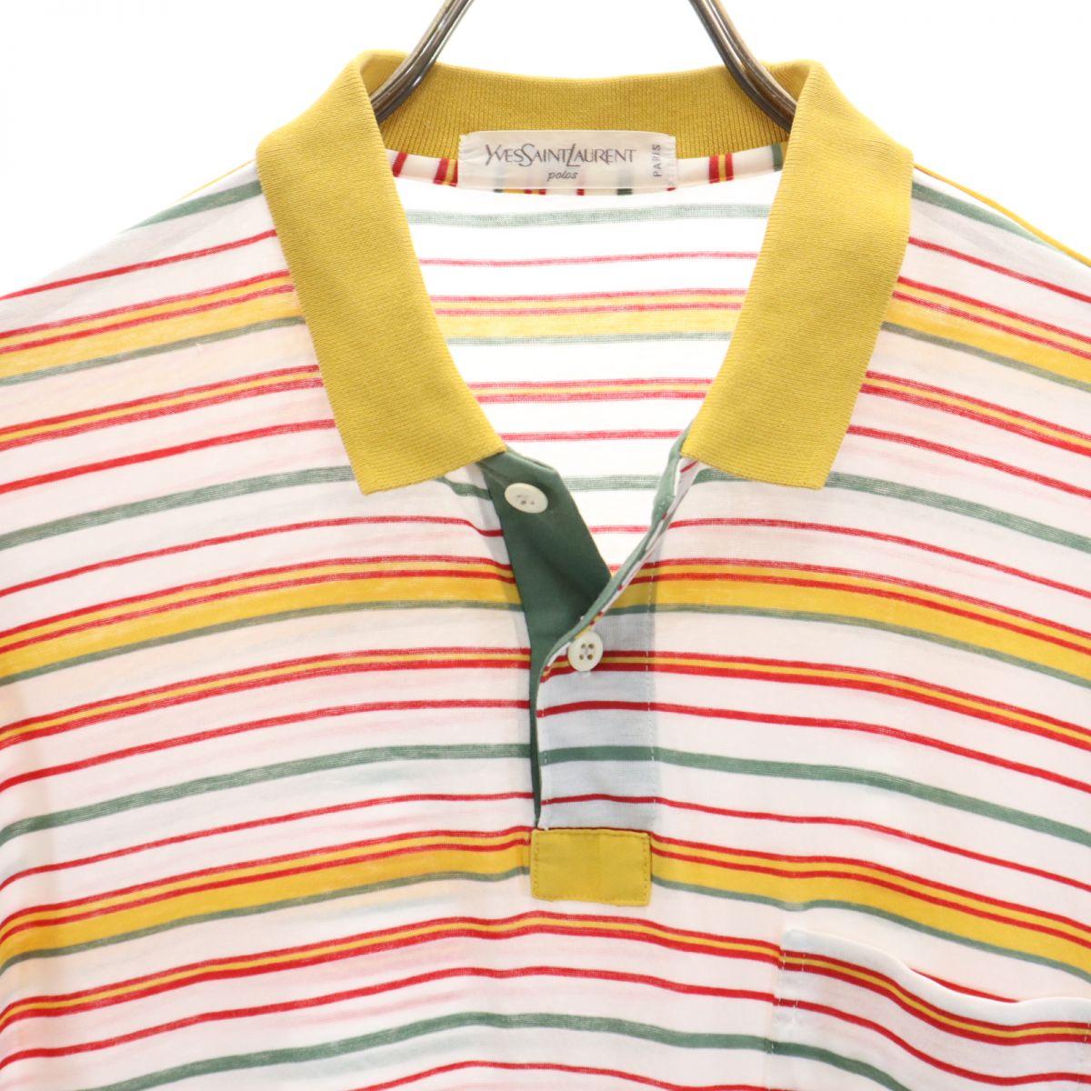 YVES SAINT LAURENT イヴサンローラン 90s オールド ボーダー柄 半袖 ポロシャツ M メンズ