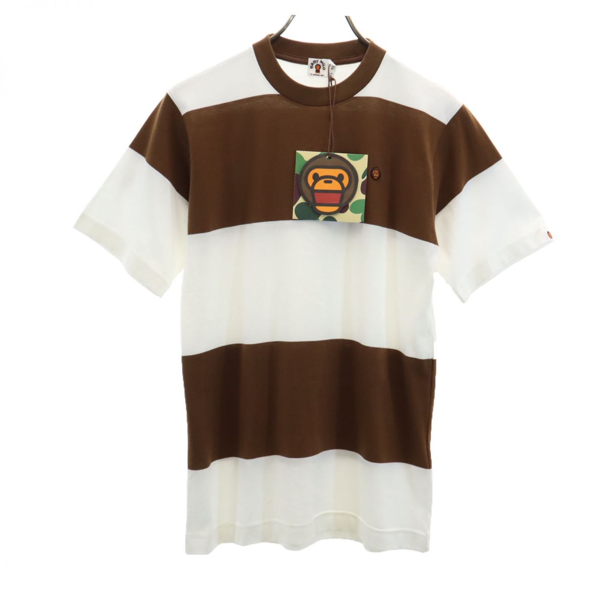 未使用 A BATHING APE アベイシングエイプ 日本製 半袖 Tシャツ S ブラウン×白 Baby Milo メンズ