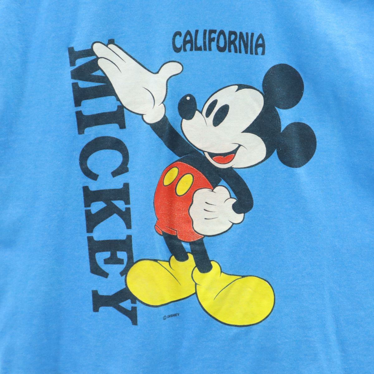 Velva Sheen ベルバシーン 90s USA製 オールド リンガー 半袖 Vネック Tシャツ L 青系 ミッキーマウス メンズ