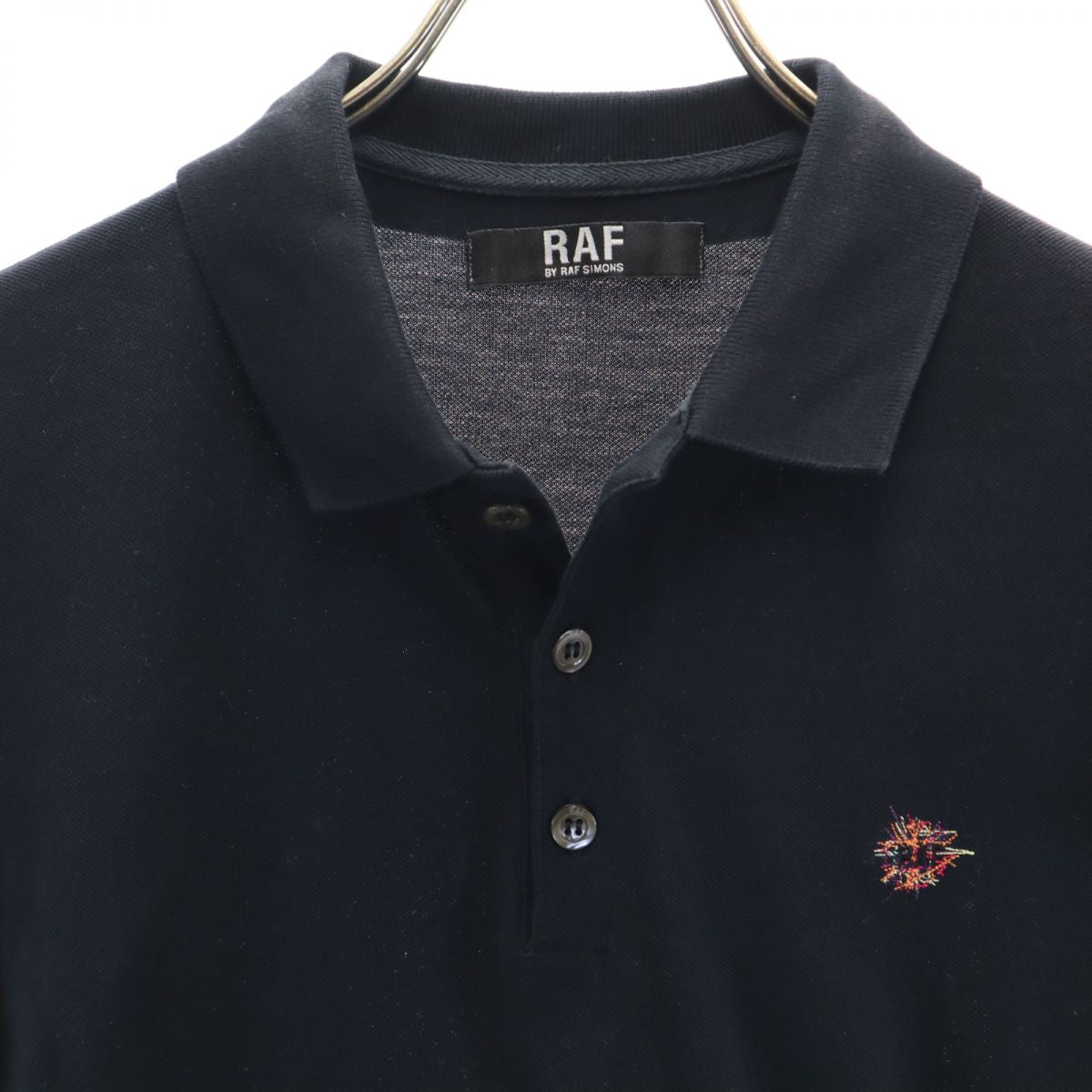RAF BY RAF SIMONS ラフバイラフシモンズ 半袖 ポロシャツ S 黒 鹿の子地 メンズ