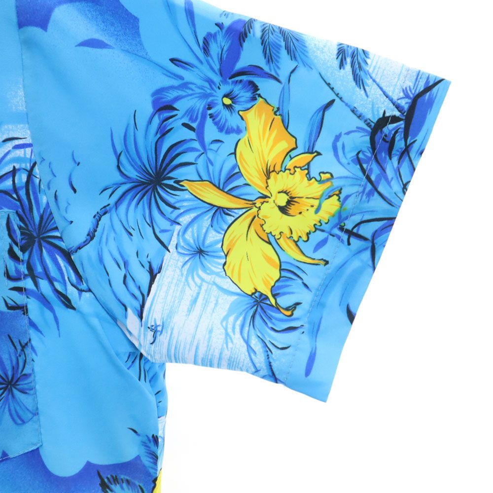 VINTAGE ヴィンテージ 70s 80s ハワイ製 総柄 半袖 アロハシャツ S ブルー メンズ