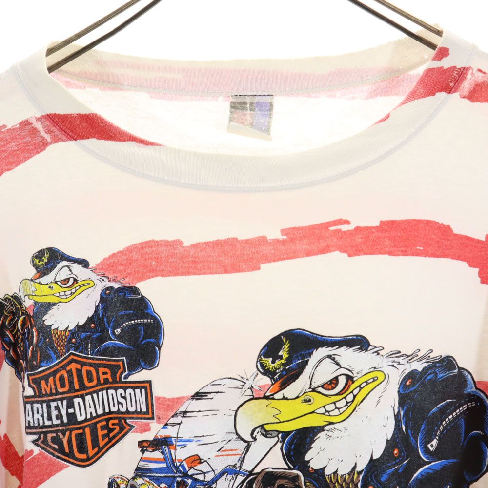 SUN BIG 90s オールド プリント 半袖 Tシャツ ホワイト系 ハーレーダビッドソン メンズ