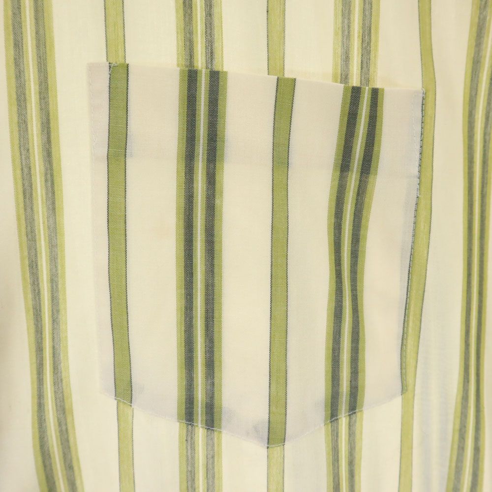 VINTAGE ヴィンテージ 70s ストライプ柄 半袖 シャツ 16 グリーン×ベージュ メンズ