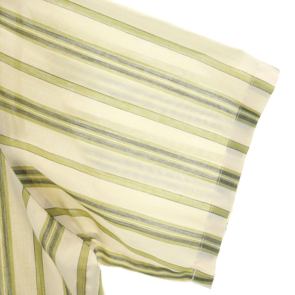VINTAGE ヴィンテージ 70s ストライプ柄 半袖 シャツ 16 グリーン×ベージュ メンズ