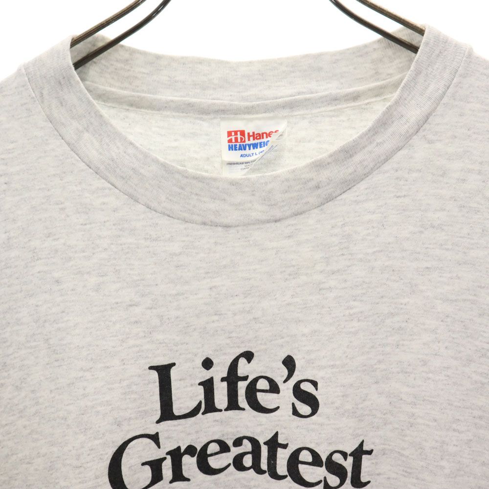 Hanes ヘインズ ヘビーウェイト USA製 プリント 半袖 Tシャツ L グレー系 メンズ