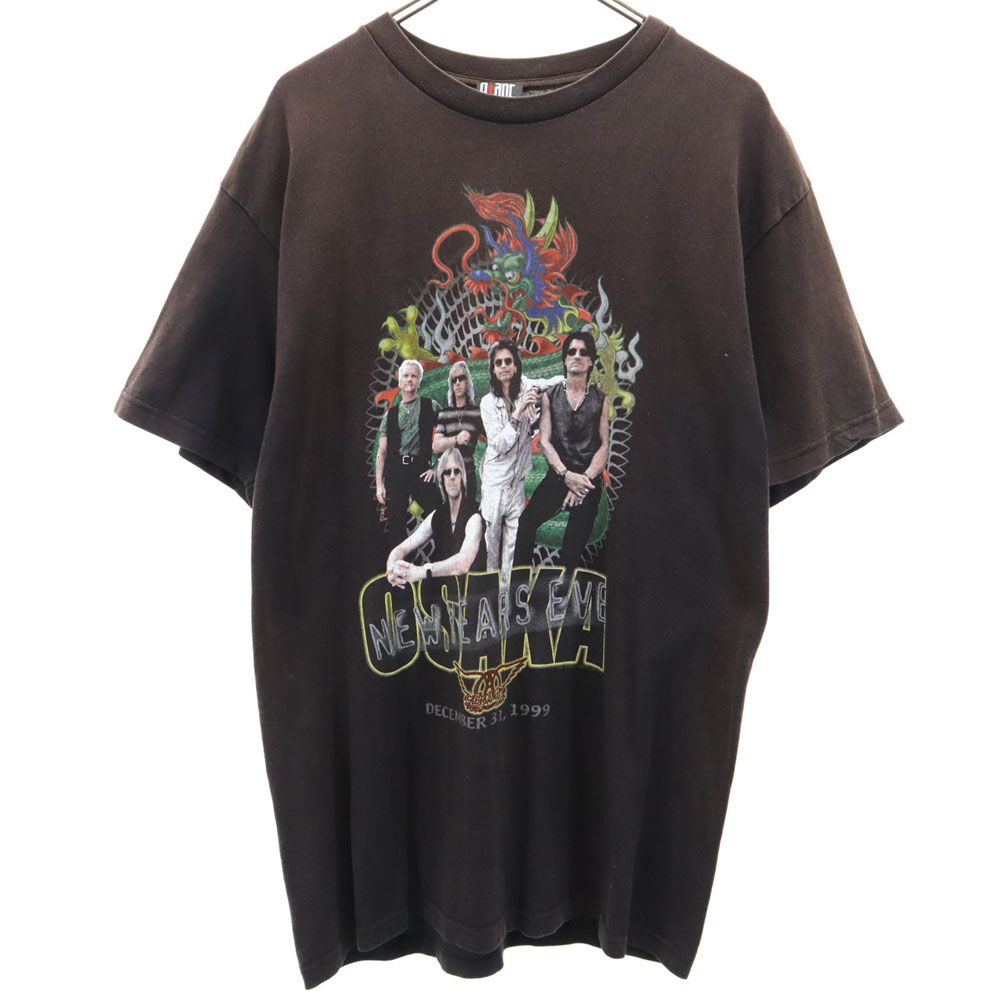 giant ジャイアント 90s エアロスミス ジャパンツアー プリント エアロスミス 半袖 Tシャツ ブラウン バンT メンズ