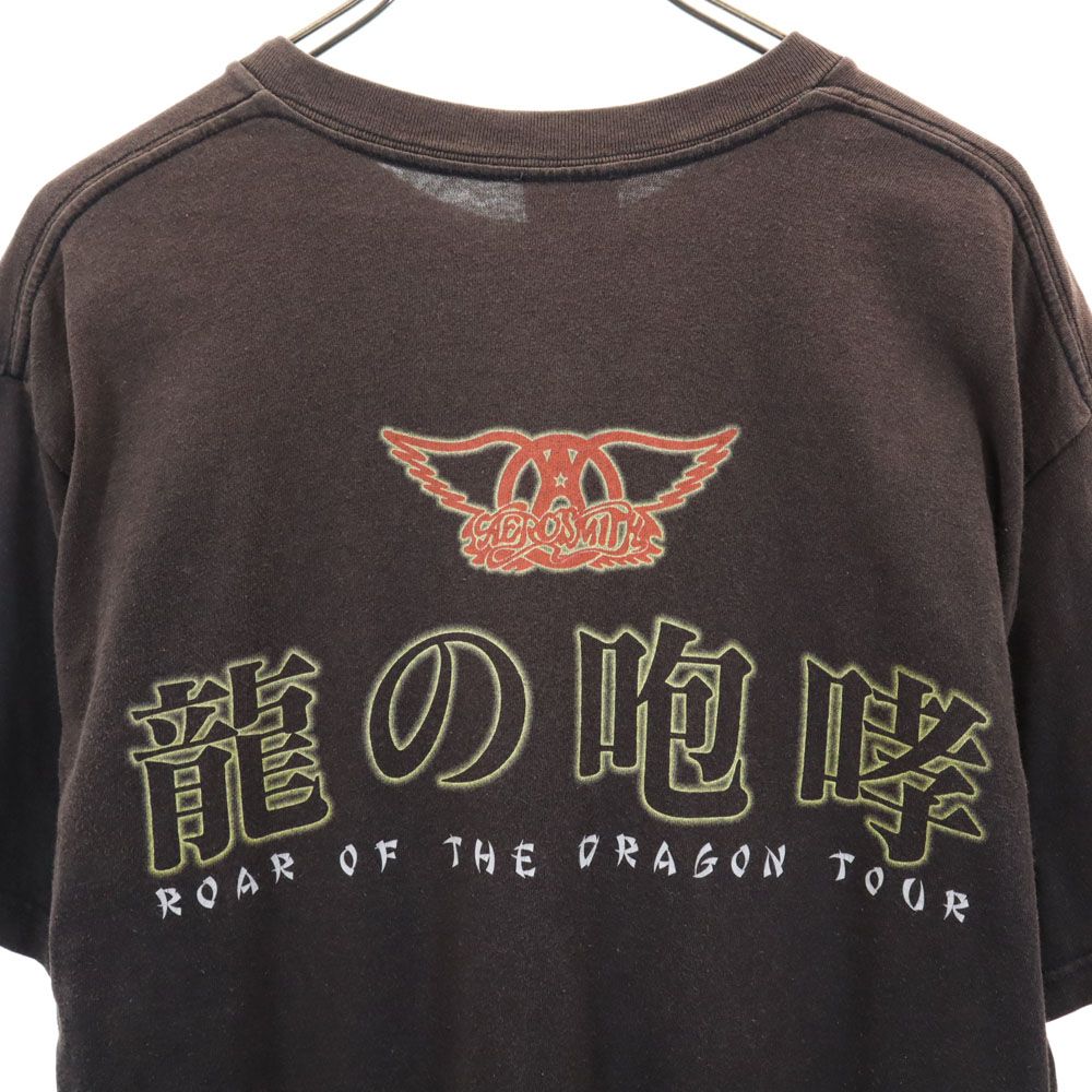 giant ジャイアント 90s エアロスミス ジャパンツアー プリント エアロスミス 半袖 Tシャツ ブラウン バンT メンズ