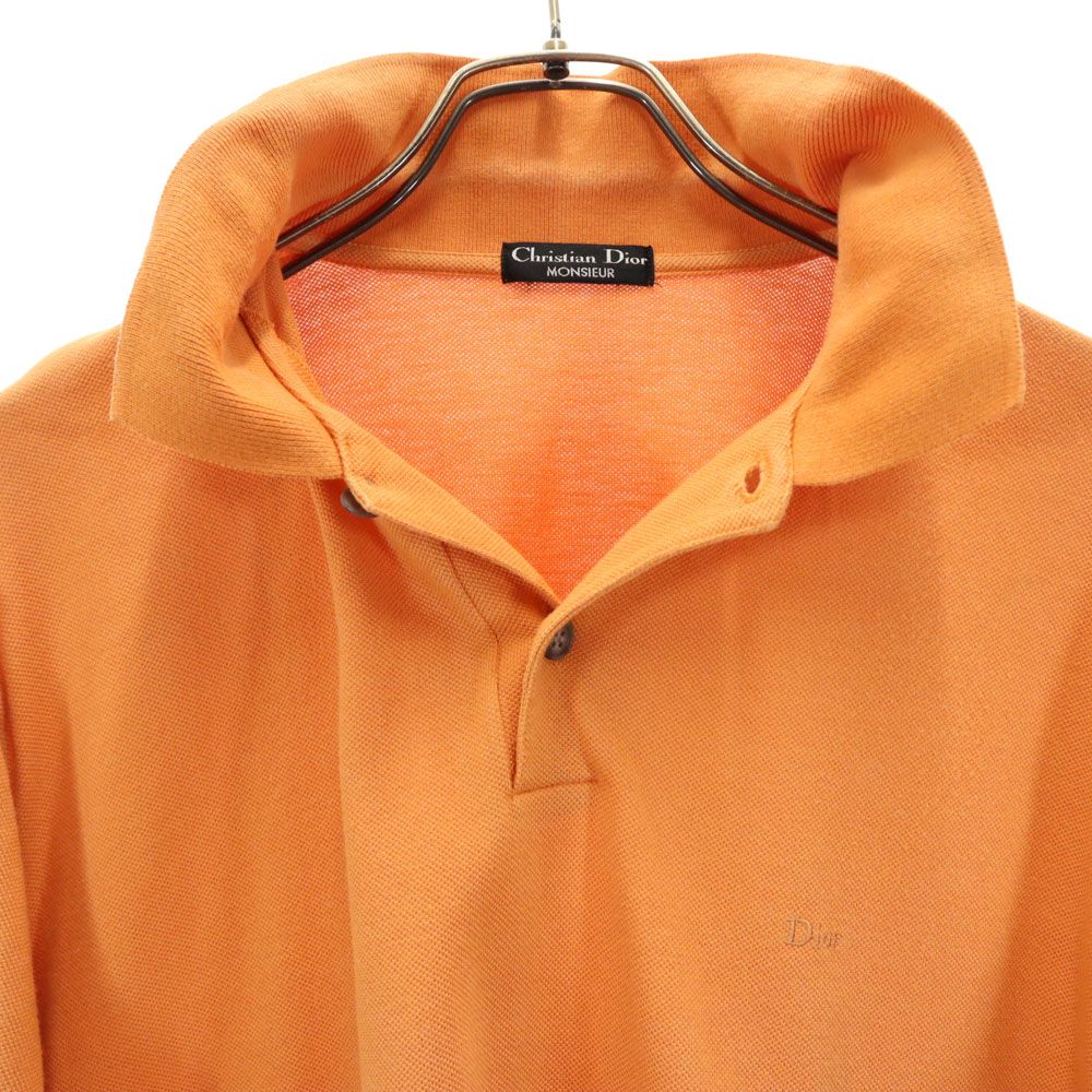 Christian Dior クリスチャンディオール 90s オールド 半袖 ポロシャツ M オレンジ MONSIEUR 鹿の子地 メンズ