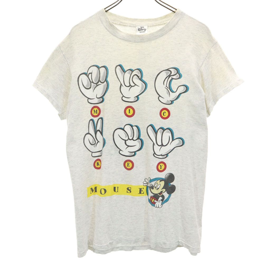 THE Disney STORE ザディズニーストア 90s オールド ミッキーマウス 両面プリント 半袖 Tシャツ M グレー系 メンズ