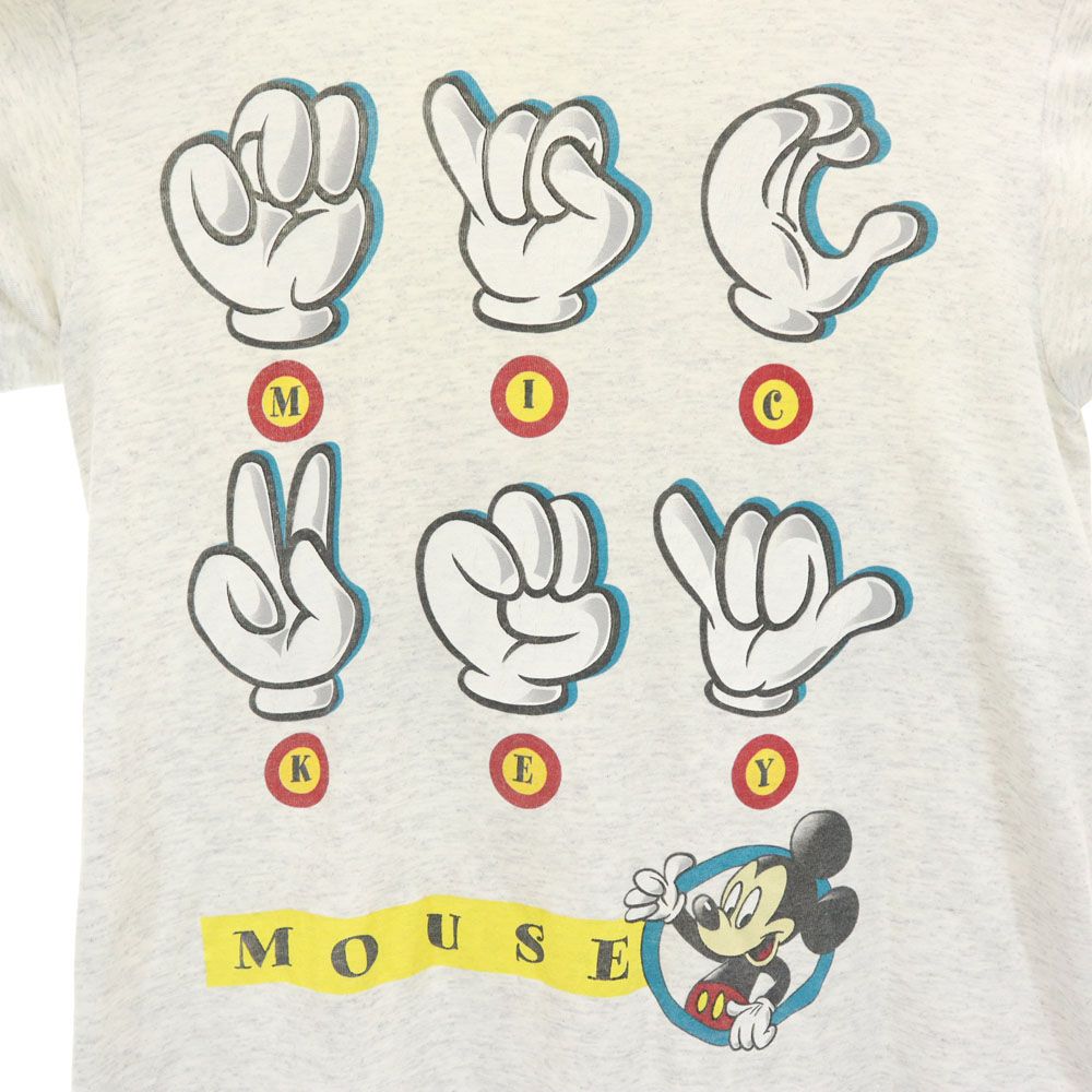 THE Disney STORE ザディズニーストア 90s オールド ミッキーマウス 両面プリント 半袖 Tシャツ M グレー系 メンズ