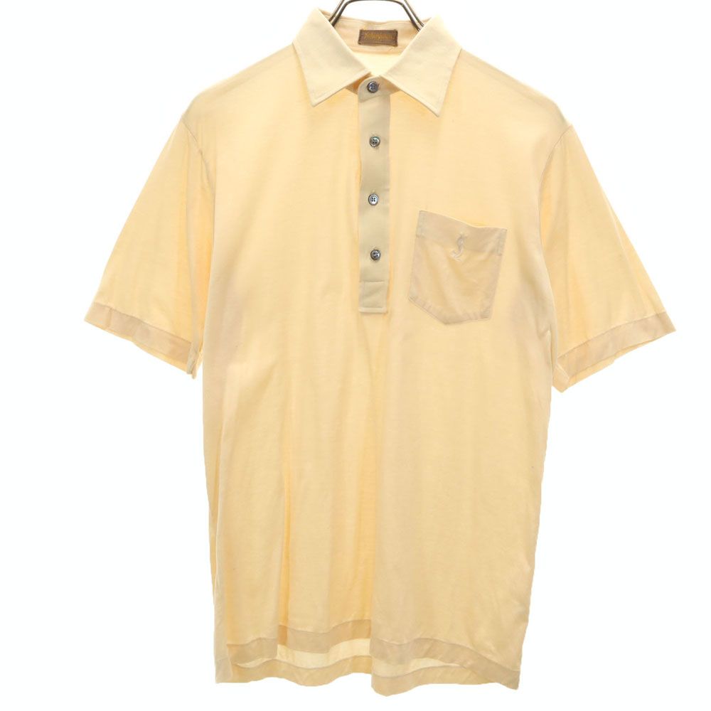 YVES SAINT LAURENT イヴサンローラン 90s オールド 半袖 ポロシャツ オレンジ系 胸ポケット付き メンズ