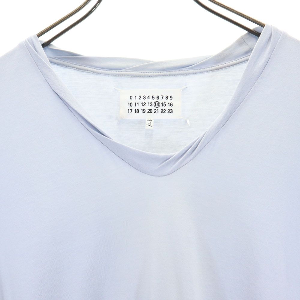 MARTIN MARGIELA マルタンマルジェラ イタリア製 長袖 Vネック Tシャツ 46 ブルー系 メンズ