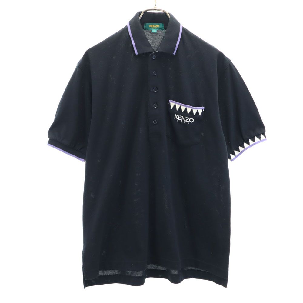 KENZO GOLF ケンゾーゴルフ 90s 日本製 オールド ゴルフ 半袖 ポロシャツ 3 ブラック 鹿の子 メンズ