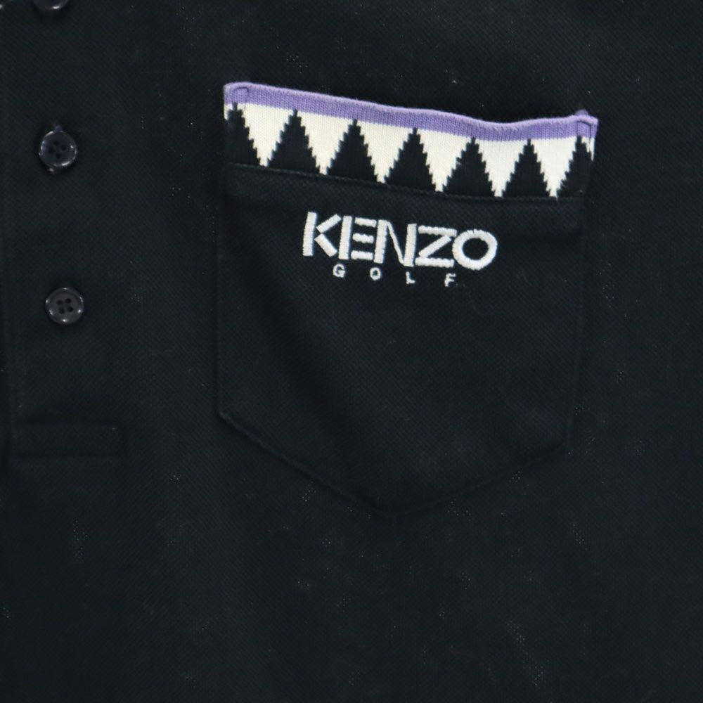 KENZO GOLF ケンゾーゴルフ 90s 日本製 オールド ゴルフ 半袖 ポロシャツ 3 ブラック 鹿の子 メンズ