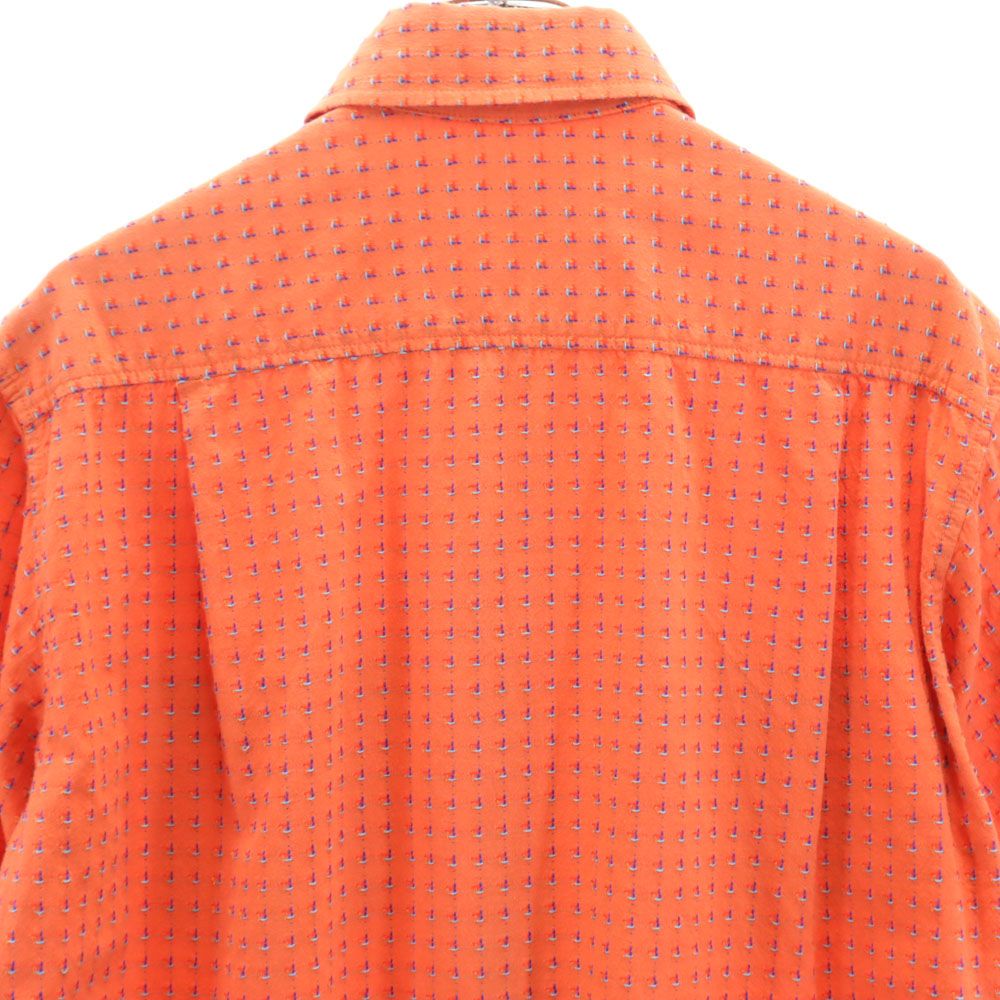 santa fe サンタフェ 総柄 半袖 シャツ 46 オレンジ メンズ