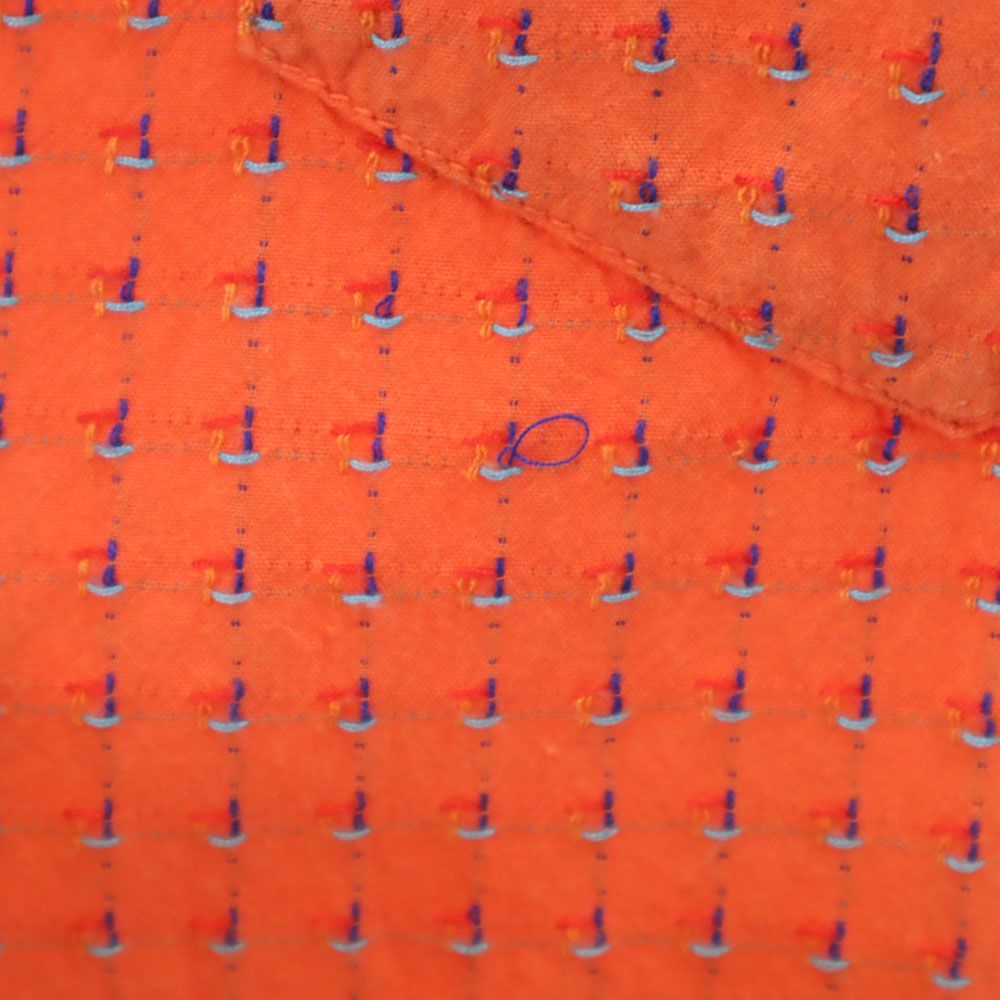 santa fe サンタフェ 総柄 半袖 シャツ 46 オレンジ メンズ