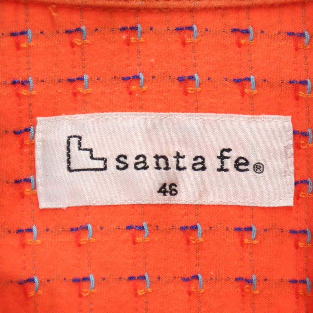 santa fe サンタフェ 総柄 半袖 シャツ 46 オレンジ メンズ