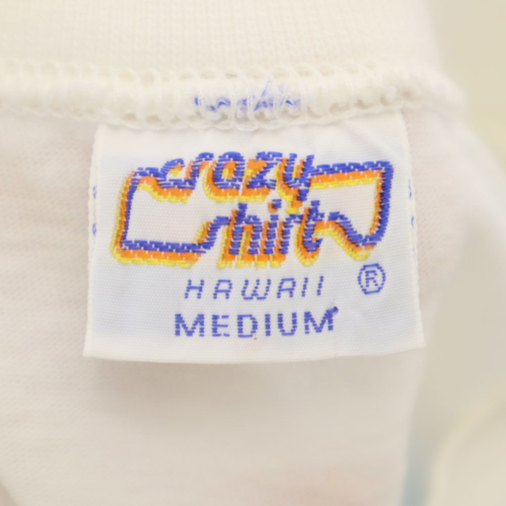 クレイジーシャツ 90s USA製 オールド プリント 半袖 Tシャツ M ホワイト Crazy Shirt メンズ