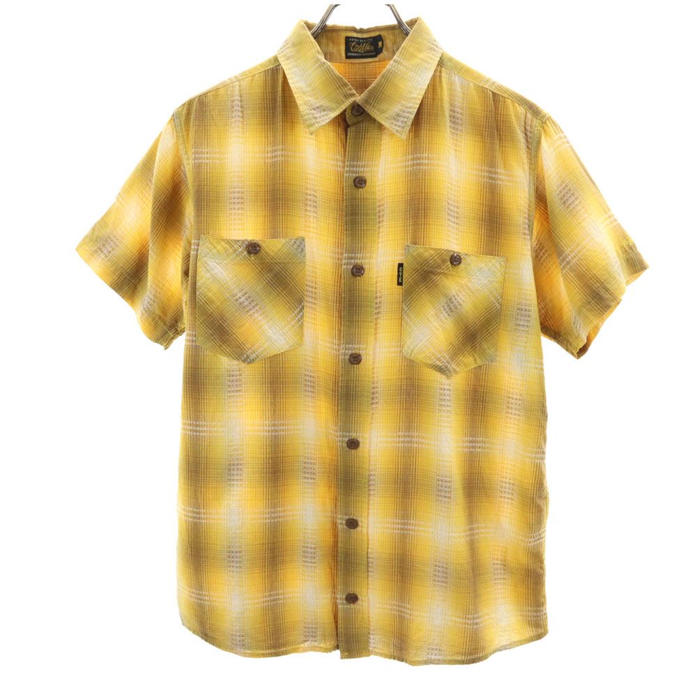 COOTIE クーティー 日本製 チェック柄 半袖 シャツ M イエロー系 メンズ