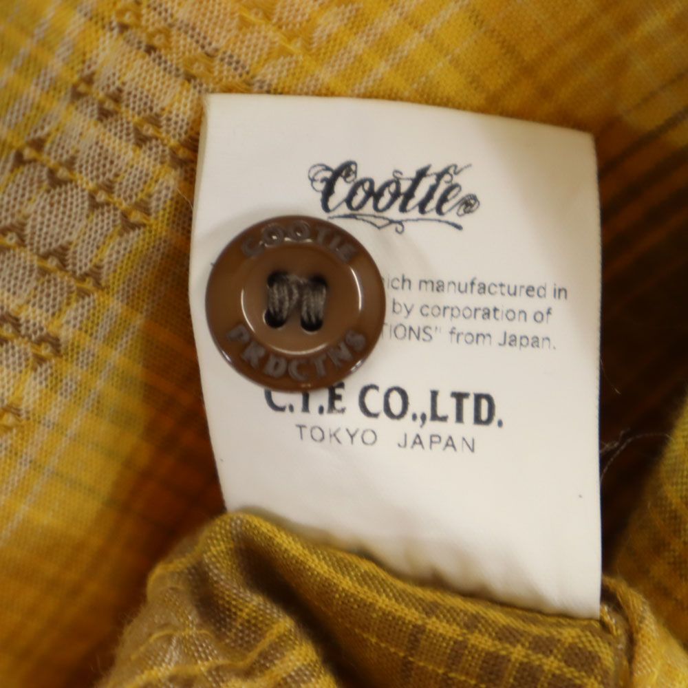 COOTIE クーティー 日本製 チェック柄 半袖 シャツ M イエロー系 メンズ