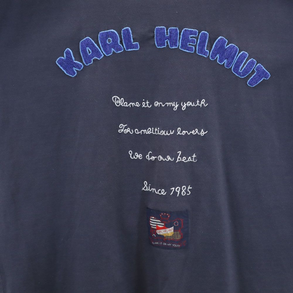 Karl Helmut カールヘルム 刺繍 半袖 Tシャツ L ネイビー メンズ