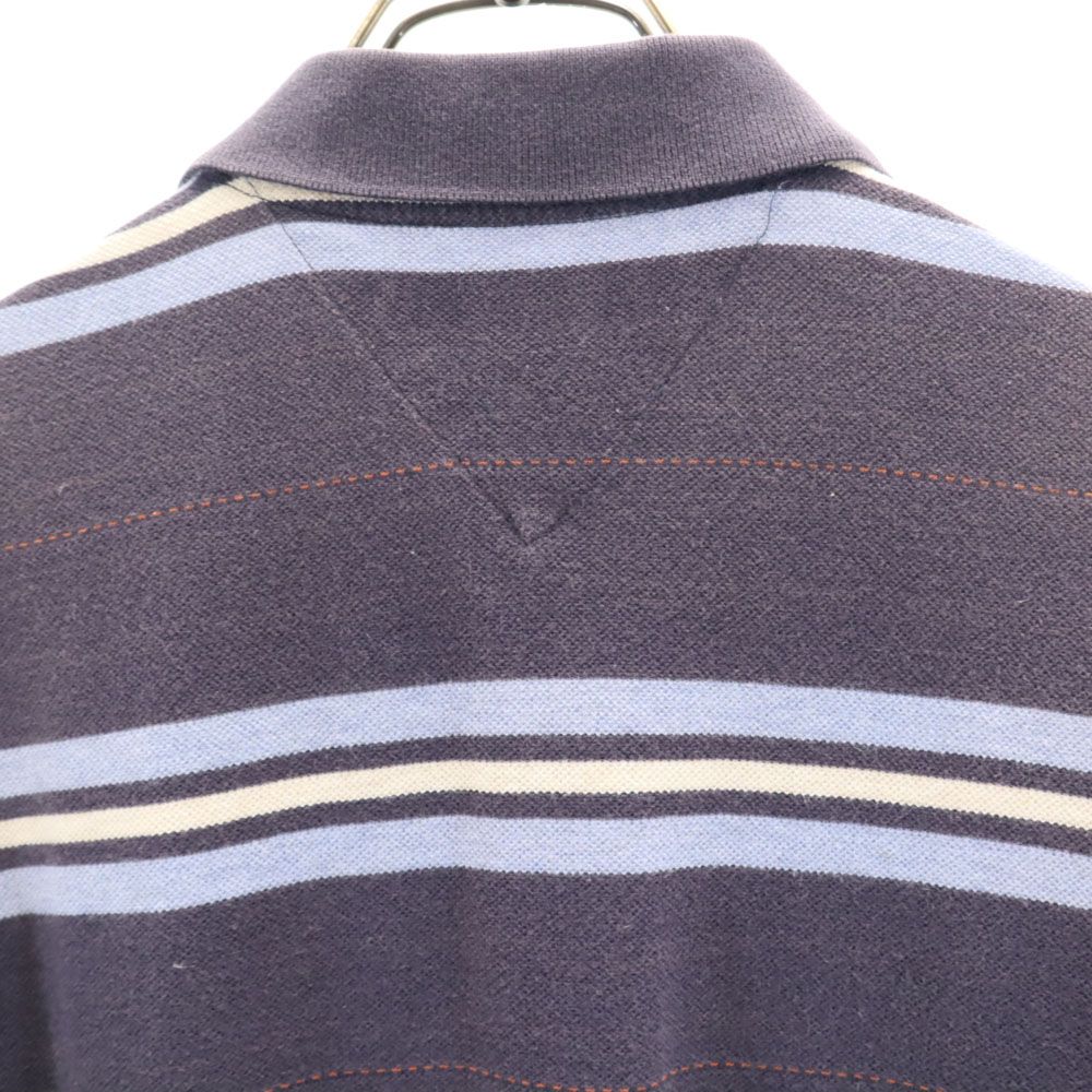 トミーヒルフィガー ボーダー 半袖 ポロシャツ M ネイビー TOMMY HILFIGER 鹿の子 メンズ