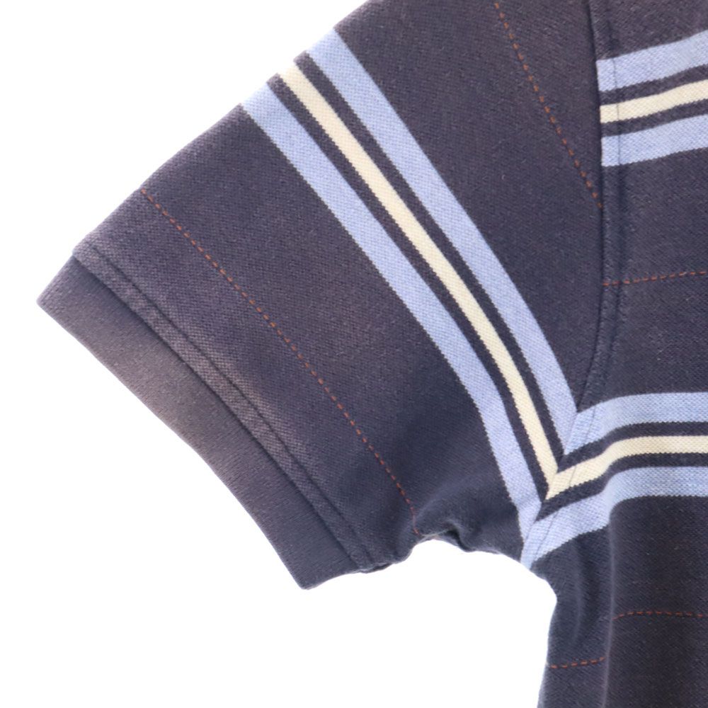 トミーヒルフィガー ボーダー 半袖 ポロシャツ M ネイビー TOMMY HILFIGER 鹿の子 メンズ