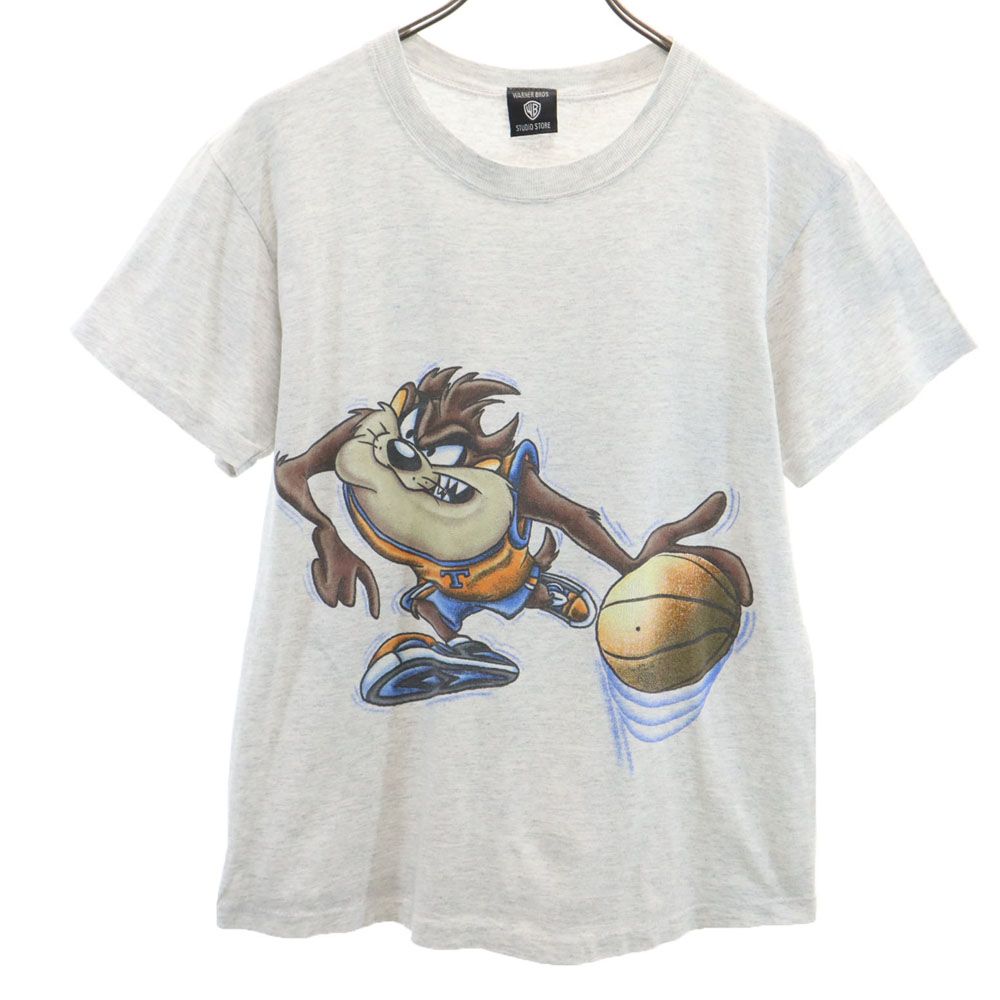 Warner Bros ワーナーブラザース 90s USA製 オールド ルーニーテューンズ プリント 半袖 Tシャツ L グレー系 メンズ
