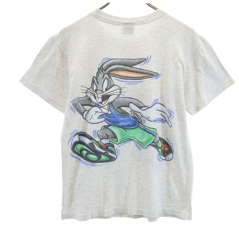 Warner Bros ワーナーブラザース 90s USA製 オールド ルーニーテューンズ プリント 半袖 Tシャツ L グレー系 メンズ