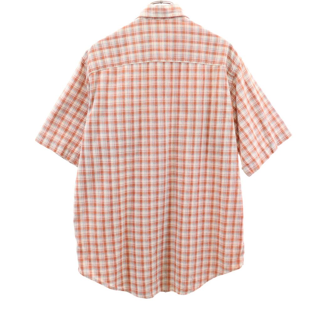 Calvin klein Jeans カルバンクラインジーンズ 90s オールド 半袖 チェックシャツ M オレンジ系 メンズ